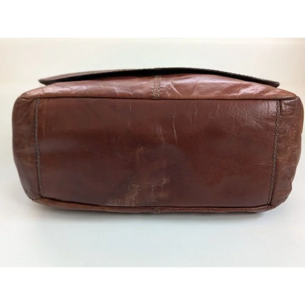 Fossil Vintage Brown Leather Crossbody Satchel Bag